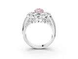 White gold Fancy Pink Pear  Brilliant Flower Halo Diamond Split Shank Ring_94