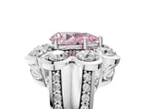 White gold Fancy Pink Pear  Brilliant Flower Halo Diamond Split Shank Ring_96