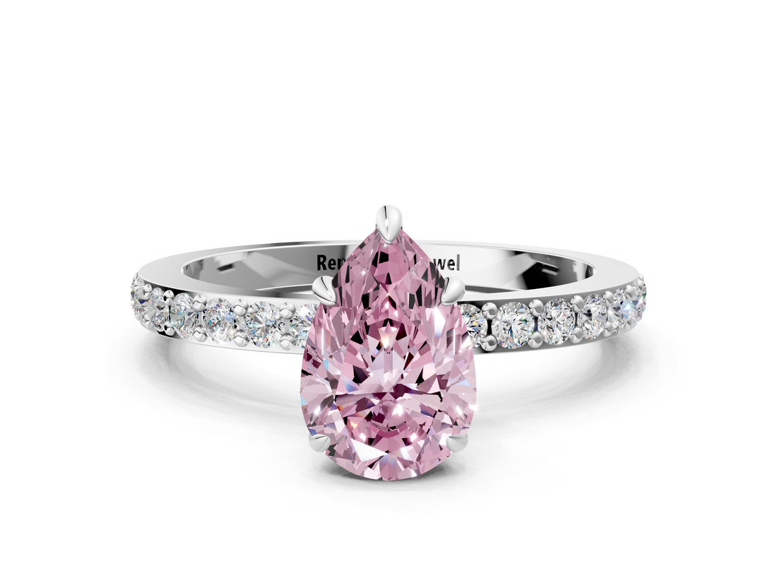 White gold Fancy Pink Pear  Brilliant Pavé Band Solitaire with Four-Prong Setting_36
