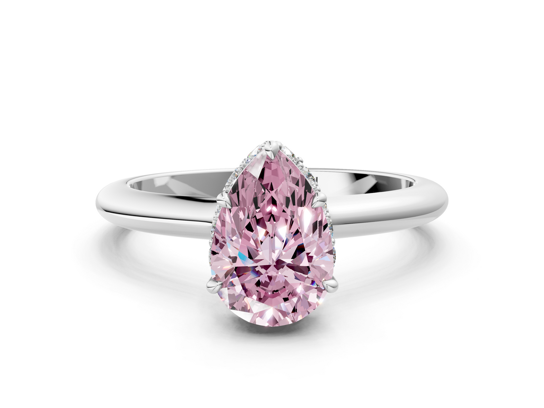 White gold Fancy Pink Pear  Brilliant Solitaire Engagement Ring with Six-Prong Setting and Classic Band_20