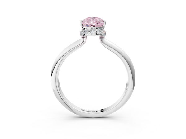 Platinum Fancy Pink Pear  Brilliant Solitaire Engagement Ring with Six-Prong Setting and Classic Band