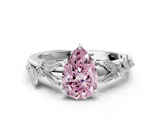White gold Fancy Pink Pear  Brilliant Solitaire with Leaf Motif Band and Four-Prong Setting_61