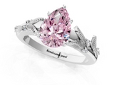White gold Fancy Pink Pear  Brilliant Solitaire with Leaf Motif Band and Four-Prong Setting_63