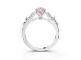 White gold Fancy Pink Pear  Brilliant Solitaire with Leaf Motif Band and Four-Prong Setting_65