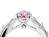 White gold Fancy Pink Pear  Brilliant Solitaire with Leaf Motif Band and Four-Prong Setting_65