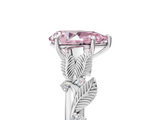 White gold Fancy Pink Pear  Brilliant Solitaire with Leaf Motif Band and Four-Prong Setting_66