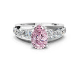White gold Fancy Pink Pear  Brilliant Solitaire with Side Stones on a Pave Band and Four-Prong Setting_102