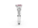 White gold Fancy Pink Pear  Brilliant Solitaire with Side Stones on a Pave Band and Four-Prong Setting_102