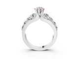 White gold Fancy Pink Pear  Brilliant Solitaire with Side Stones on a Pave Band and Four-Prong Setting_105