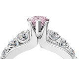 White gold Fancy Pink Pear  Brilliant Solitaire with Side Stones on a Pave Band and Four-Prong Setting_106