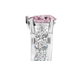 White gold Fancy Pink Pear  Brilliant Solitaire with Side Stones on a Pave Band and Four-Prong Setting_107