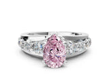 White gold Fancy Pink Pear  Brilliant Solitaire with Side Stones on a Pave Band and Four-Prong Setting_84