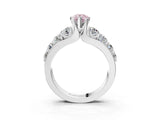 White gold Fancy Pink Pear  Brilliant Solitaire with Side Stones on a Pave Band and Four-Prong Setting_87