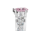 White gold Fancy Pink Pear  Brilliant Solitaire with Side Stones on a Pave Band and Four-Prong Setting_89
