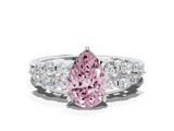White gold Fancy Pink Pear  Cluster Diamond Engagement Ring with Pavé Band and Four-Prong Setting_51