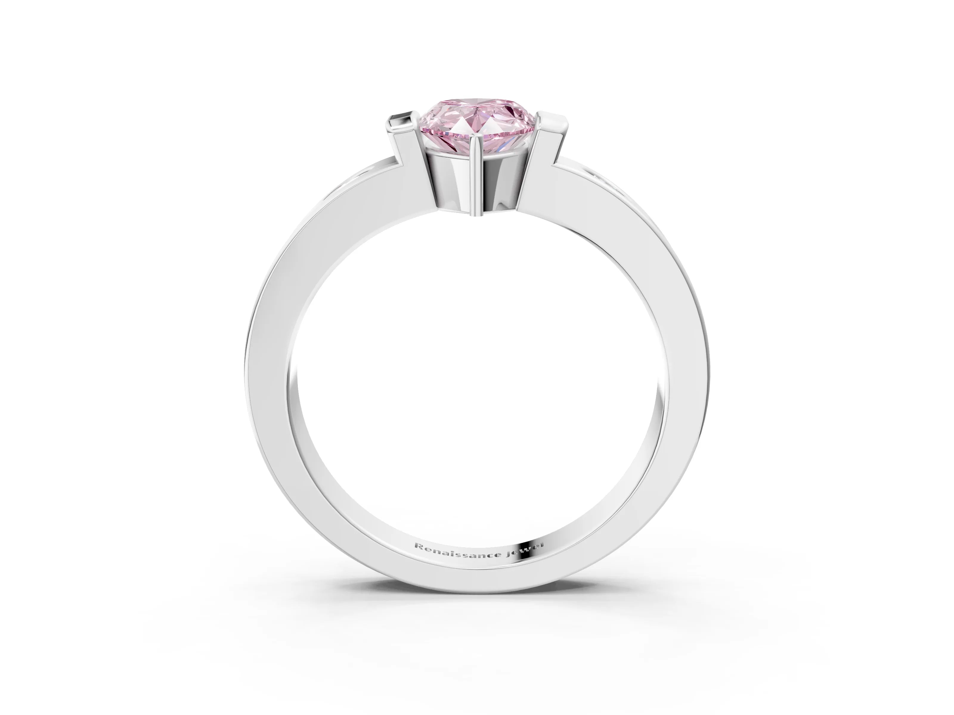 White gold Fancy Pink Pear Cut Brilliant Channel-Set Diamond Ring with Bezel Prong Setting_15