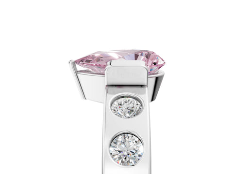White gold Fancy Pink Pear Cut Brilliant Channel-Set Diamond Ring with Bezel Prong Setting_17