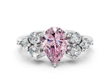 White gold Fancy Pink Pear Cut Brilliant Diamond Cluster Accent Solitaire Ring with Prong Setting_24