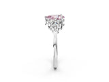 White gold Fancy Pink Pear Cut Brilliant Diamond Cluster Accent Solitaire Ring with Prong Setting_26