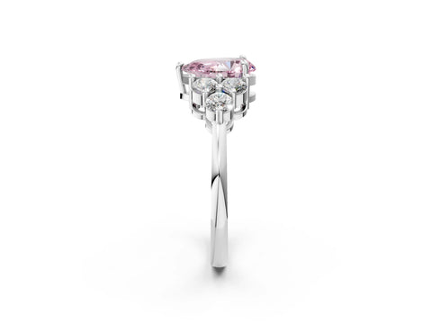 White gold Fancy Pink Pear Cut Brilliant Diamond Cluster Accent Solitaire Ring with Prong Setting_26
