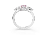 White gold Fancy Pink Pear Cut Brilliant Diamond Cluster Accent Solitaire Ring with Prong Setting_27