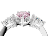 White gold Fancy Pink Pear Cut Brilliant Diamond Cluster Accent Solitaire Ring with Prong Setting_28