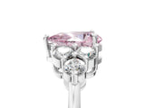 White gold Fancy Pink Pear Cut Brilliant Diamond Cluster Accent Solitaire Ring with Prong Setting_29