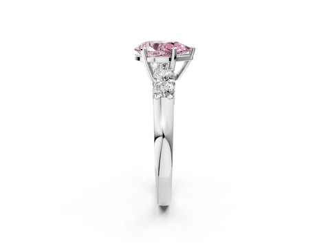 White gold Fancy Pink Pear Cut Brilliant Diamond Five-Stone Engagement Ring with Prong Setting on a Classic Band_5