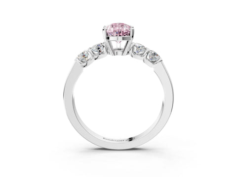 White gold Fancy Pink Pear Cut Brilliant Diamond Five-Stone Engagement Ring with Prong Setting on a Classic Band_6