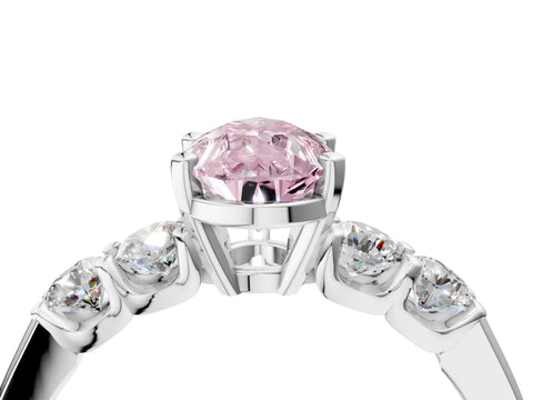 White gold Fancy Pink Pear Cut Brilliant Diamond Five-Stone Engagement Ring with Prong Setting on a Classic Band_7