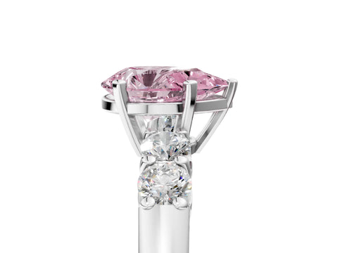 White gold Fancy Pink Pear Cut Brilliant Diamond Five-Stone Engagement Ring with Prong Setting on a Classic Band_8