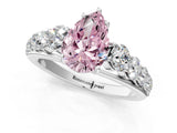 White gold Fancy Pink Pear Cut Brilliant Diamond Pavé Band with Six-Prong Setting_13