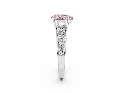 White gold Fancy Pink Pear Cut Brilliant Diamond Pavé Band with Six-Prong Setting_2
