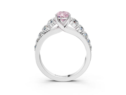 White gold Fancy Pink Pear Cut Brilliant Diamond Pavé Band with Six-Prong Setting_3