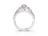 White gold Fancy Pink Pear Cut Brilliant Diamond Pavé Band with Six-Prong Setting_3