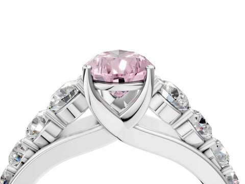 White gold Fancy Pink Pear Cut Brilliant Diamond Pavé Band with Six-Prong Setting_4