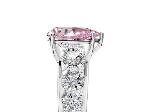 White gold Fancy Pink Pear Cut Brilliant Diamond Pavé Band with Six-Prong Setting_5