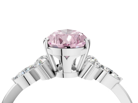 White gold Fancy Pink Pear Cut Brilliant Diamond Solitaire Ring with Pear Side Stones and Four-Prong Setting_10