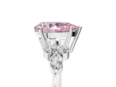White gold Fancy Pink Pear Cut Brilliant Diamond Solitaire Ring with Pear Side Stones and Four-Prong Setting_11
