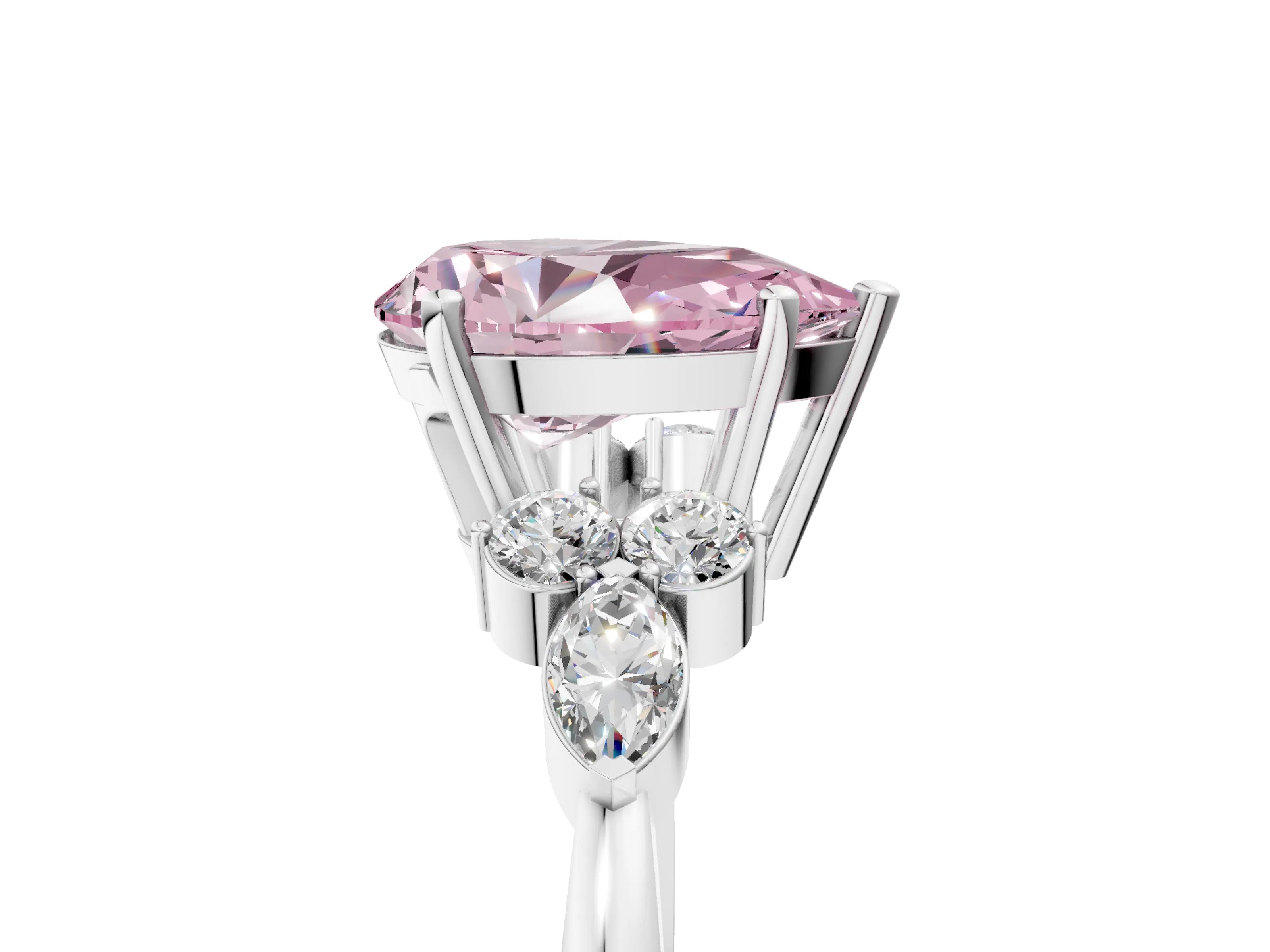 White gold Fancy Pink Pear Cut Brilliant Diamond Solitaire Ring with Pear Side Stones and Four-Prong Setting_11