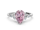 White gold Fancy Pink Pear Cut Brilliant Diamond Solitaire Ring with Pear Side Stones and Four-Prong Setting_6