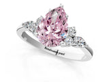 White gold Fancy Pink Pear Cut Brilliant Diamond Solitaire Ring with Pear Side Stones and Four-Prong Setting_7