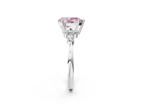 White gold Fancy Pink Pear Cut Brilliant Diamond Solitaire Ring with Pear Side Stones and Four-Prong Setting_8