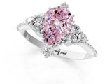 White gold Fancy Pink Pear Cut Brilliant Diamond with Cluster Setting on a Beaded Band and Four-Prong Setting_25