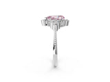 White gold Fancy Pink Pear Cut Brilliant Diamond with Cluster Setting on a Beaded Band and Four-Prong Setting_26
