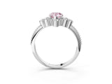 White gold Fancy Pink Pear Cut Brilliant Diamond with Cluster Setting on a Beaded Band and Four-Prong Setting_27