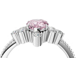 White gold Fancy Pink Pear Cut Brilliant Diamond with Cluster Setting on a Beaded Band and Four-Prong Setting_28