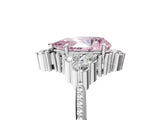 White gold Fancy Pink Pear Cut Brilliant Diamond with Cluster Setting on a Beaded Band and Four-Prong Setting_29