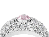 White gold Fancy Pink Pear Cut Brilliant Halo Pave Diamond Milgrain Ring_4