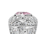 White gold Fancy Pink Pear Cut Brilliant Halo Pave Diamond Milgrain Ring_5